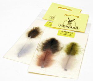 Veniard Cdc Super Select Combo Pack #2 Natural Khaki, Natural White, Silver Grey & Yellow Fly Tying Materials
